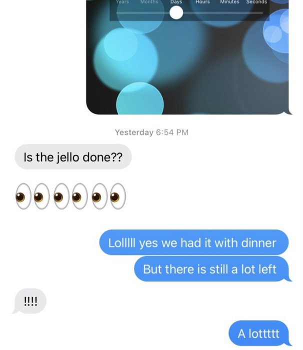 Texting conversation about jello.