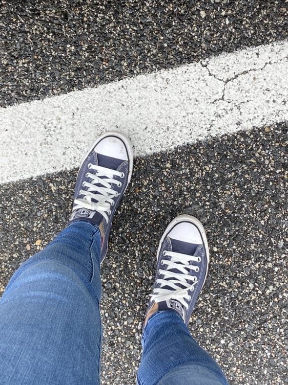 blue converse.