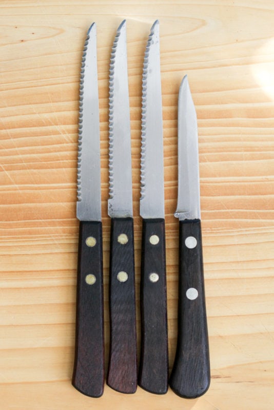 four wooden knives.