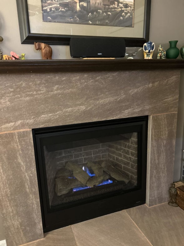 gas fireplace.