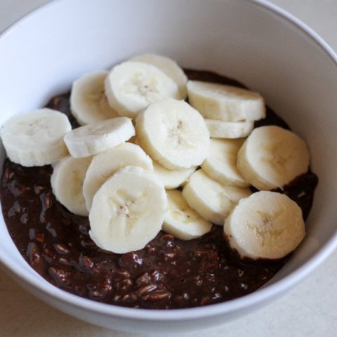 chocolate oatmeal with bananas.