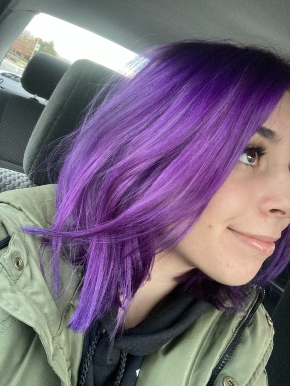 Lisey with purple hair.