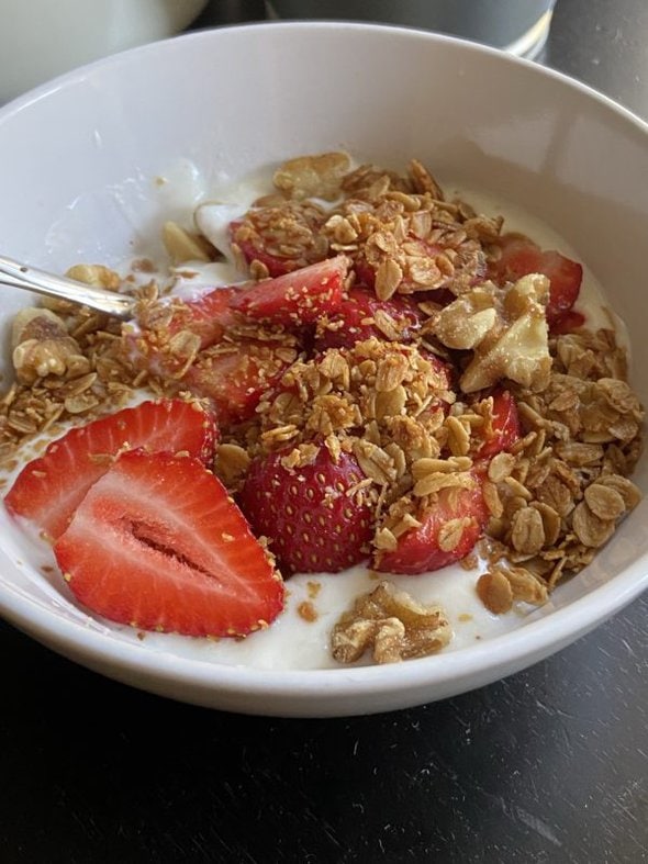 granola on yogurt.