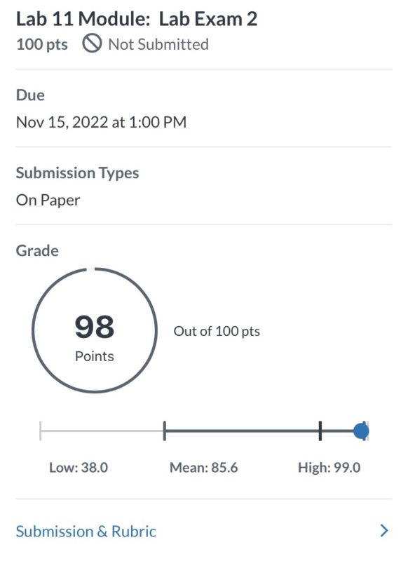 lab exam grade.