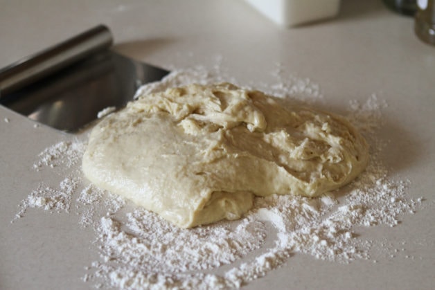 dough on counter.