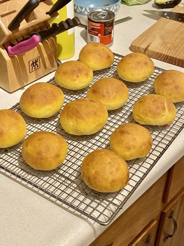 rolls on a cooling rack.