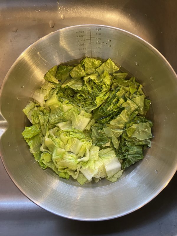 bowl of lettuce.