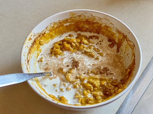 squash oatmeal in a bowl.