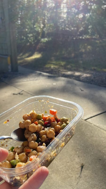 bean salad in a plastic container.