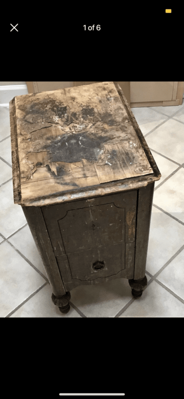 torn-up end table.