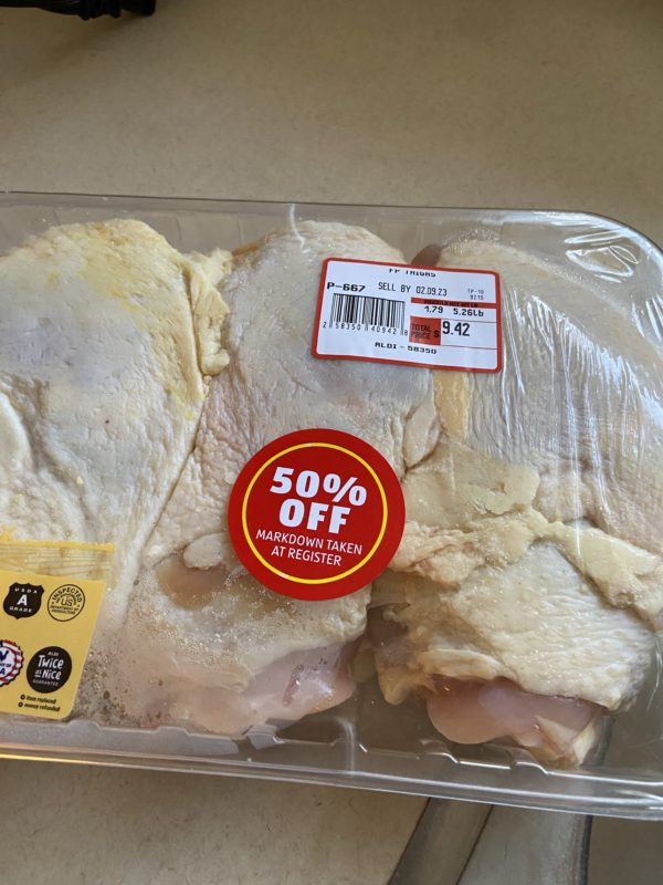 marked-down chicken.