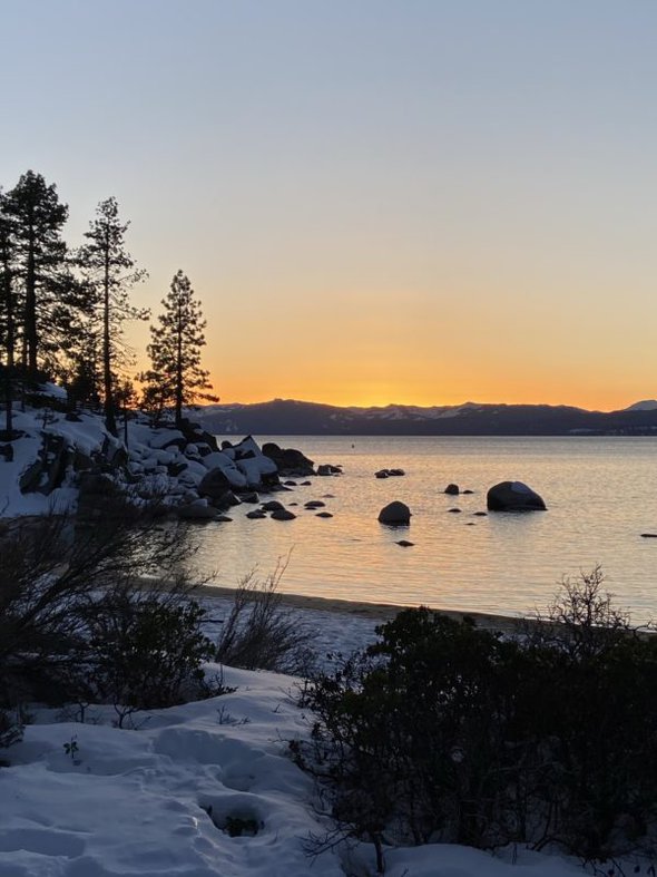 Lake Tahoe at sunset.