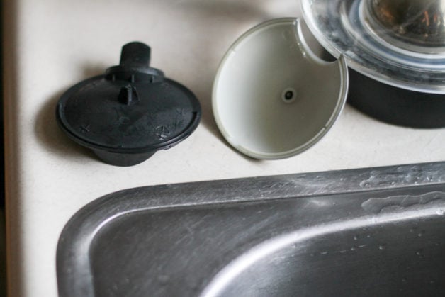 kettle lid in two pieces.