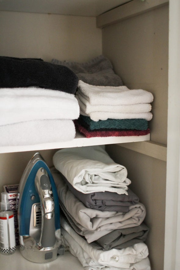 linen closet shelf.