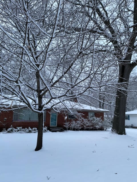 home in snowy weather.