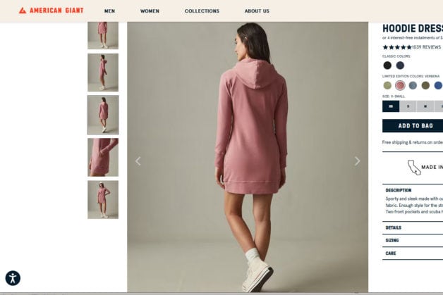 American Giant pink hoodie dress.