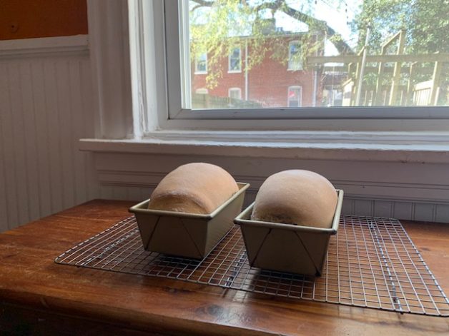 two loaves of homemade bread.
