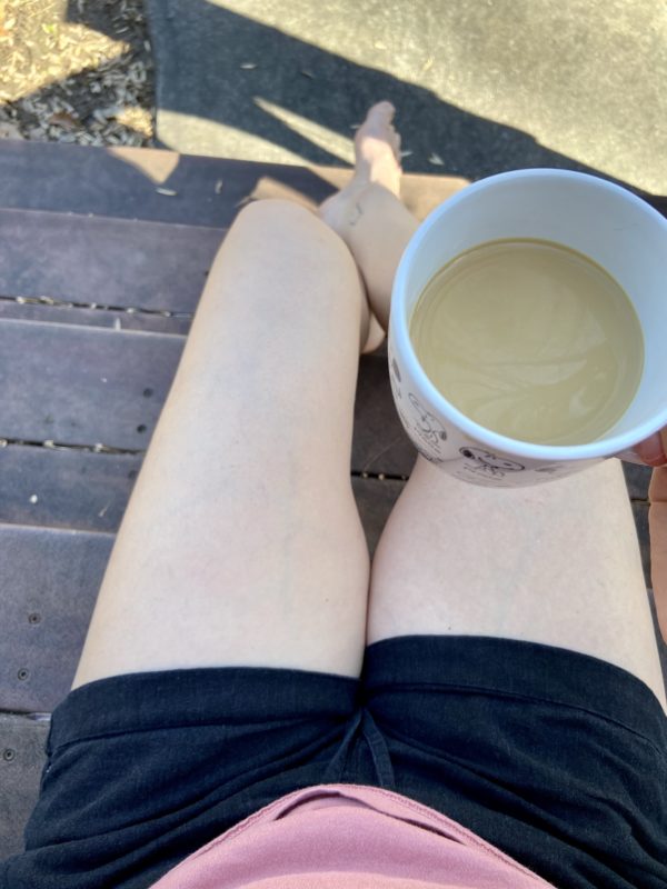 coffee cup on porch.