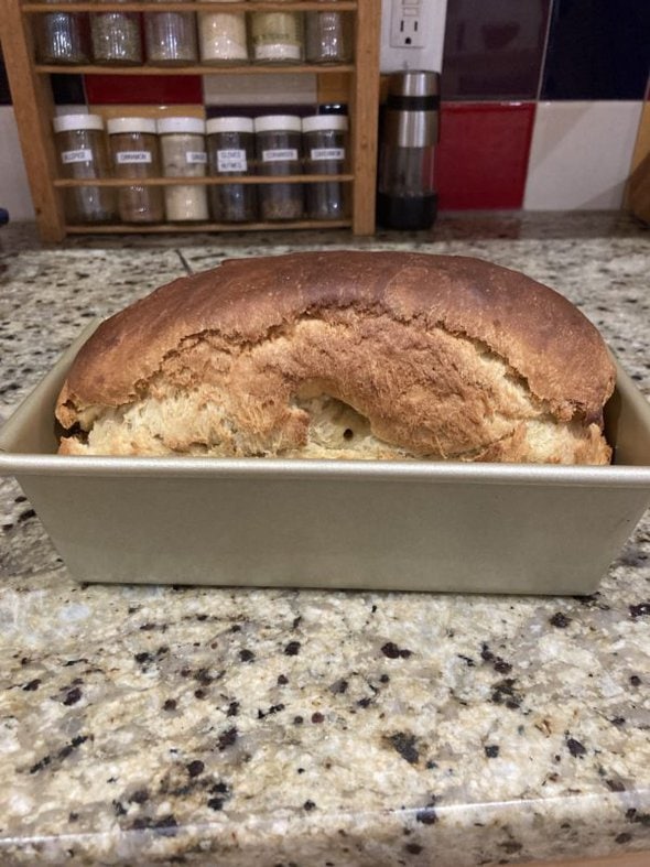 baked loaf of bread.