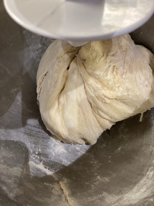 dough in kitchen aid mixer.