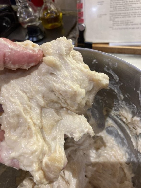 lumpy bread dough.