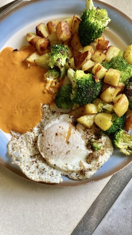 eggs and broccoli.