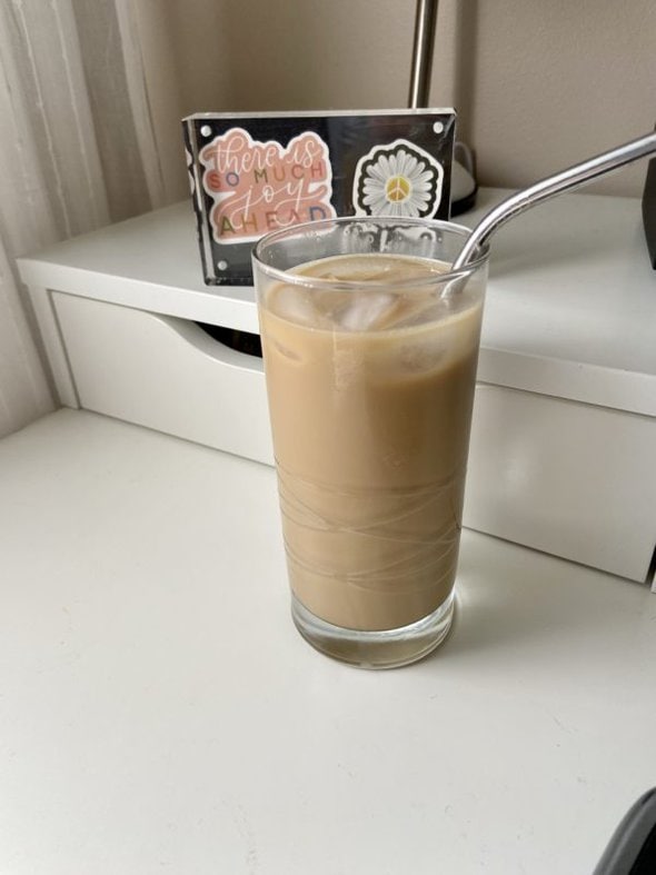 icea coffee in a glass.