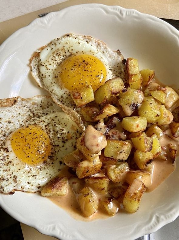 potatoes and eggs.