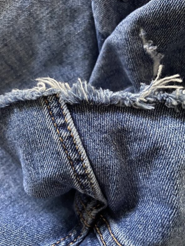 frayed denim.