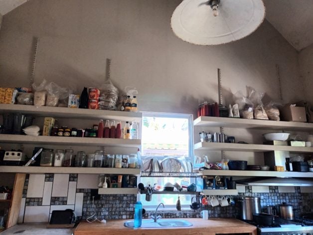 kitchen shelves.