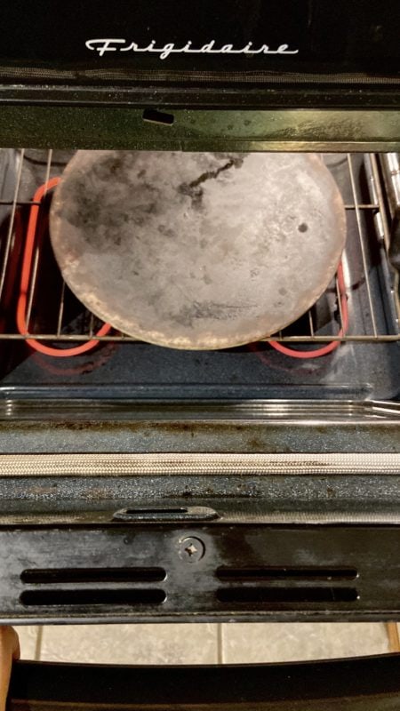 pizza stone in oven.