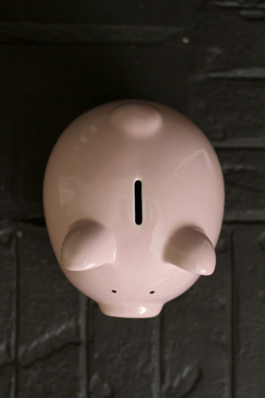 pink piggy bank.