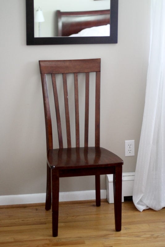 chair under mirror.