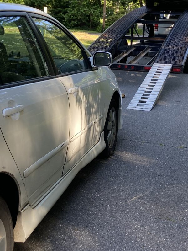 car behind a trailer.