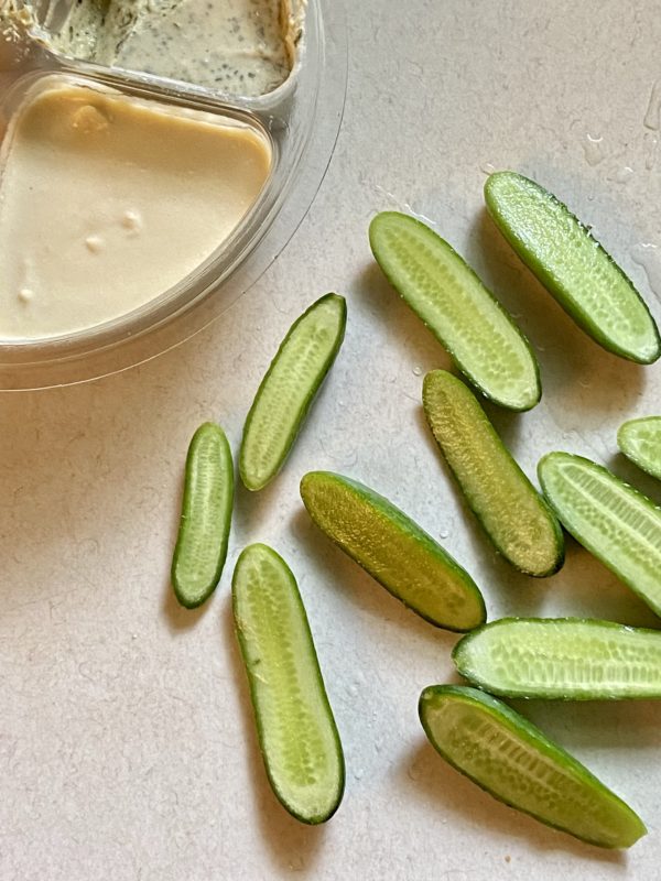 sliced cucumbers.