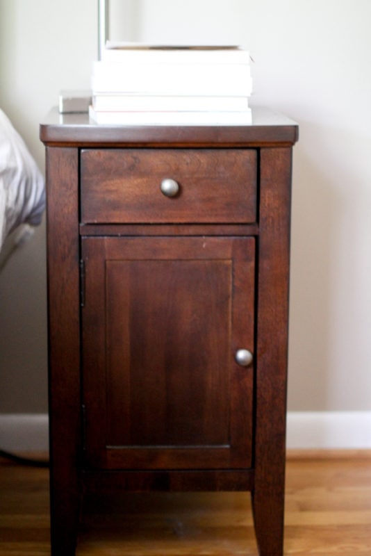 wood nightstand.