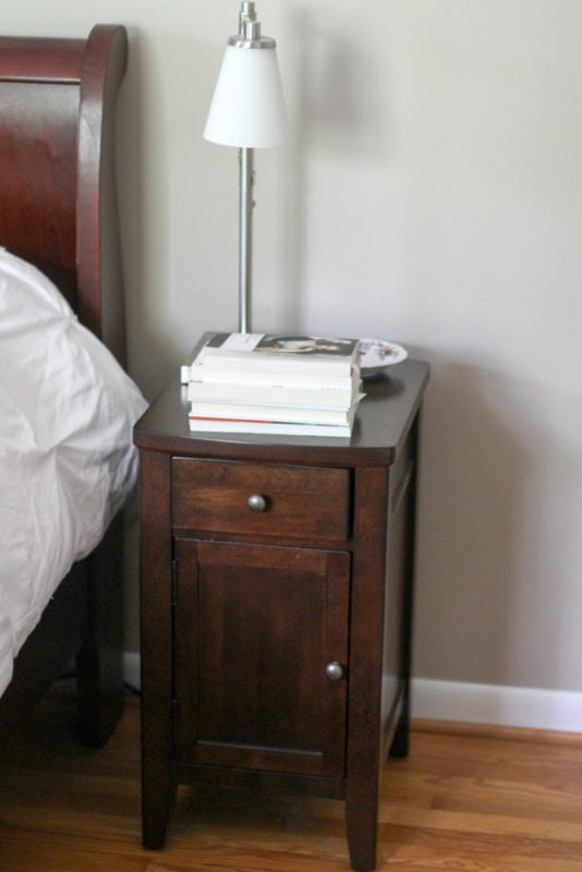 lamp on nightstand.