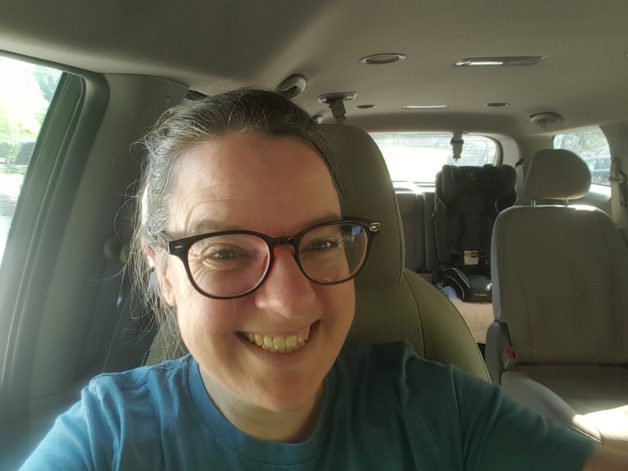 Lauren in minivan.