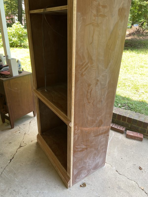 sanded bookshelf.