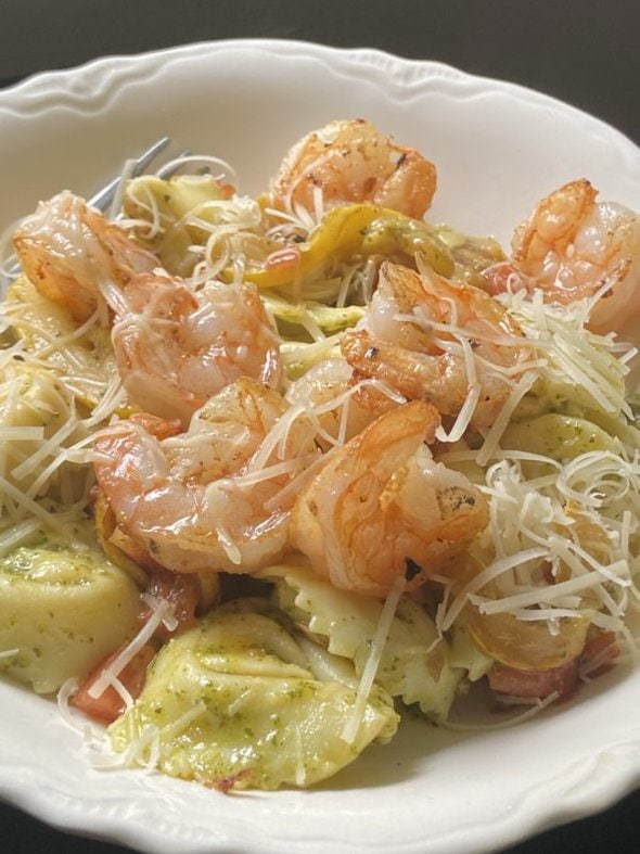 tortellini and shrimp.