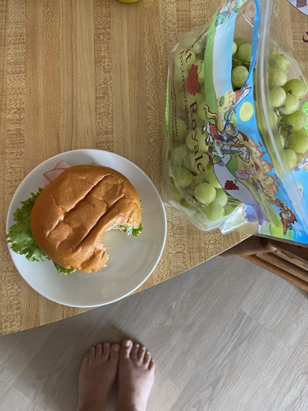 sandwich and grapes.