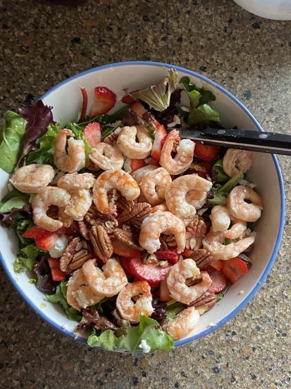 shrimp salad in a big bowl.