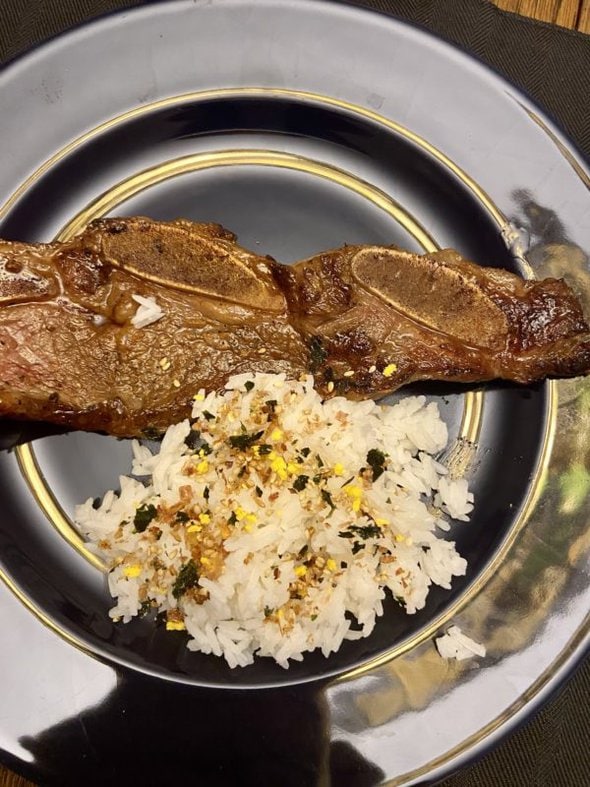 short ribs and rice.