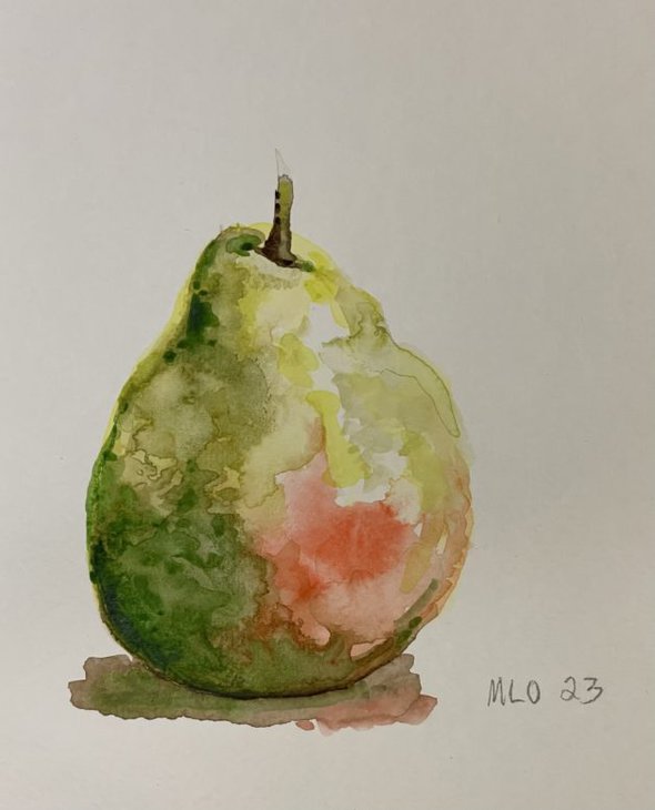 impressionist painting of a pear.