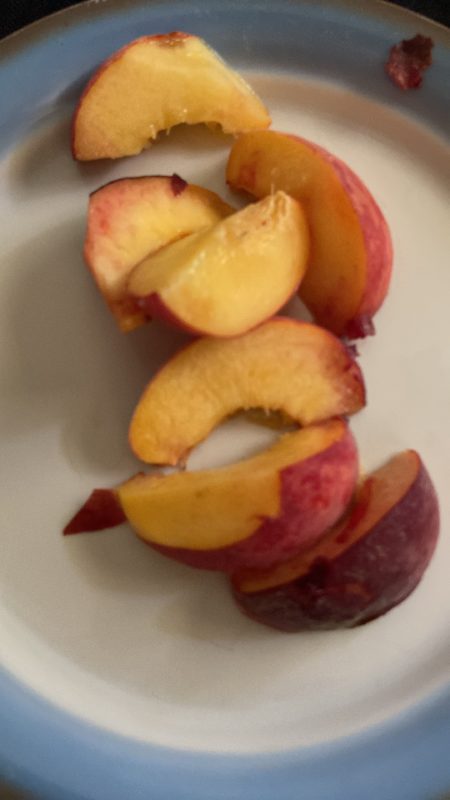 sliced peaches.