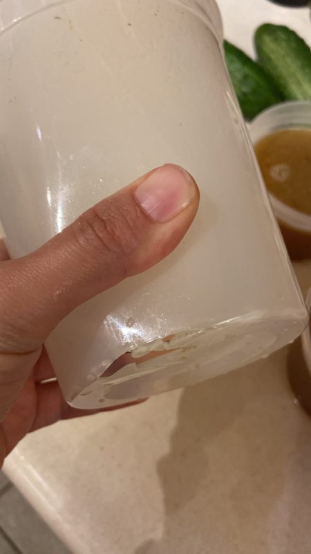 cracked plastic container.