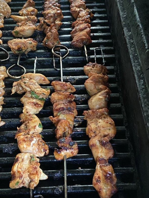 chicken kebabs.