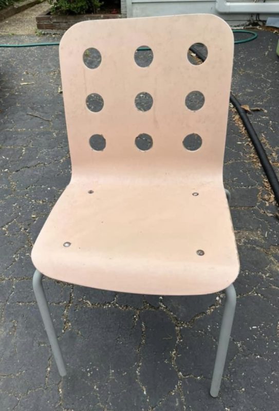 pink ikea jules chair.