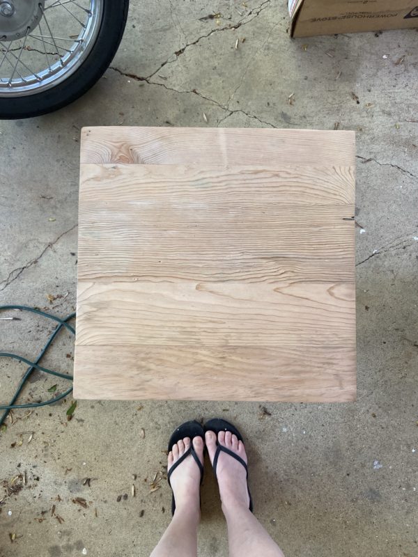 sanded tabletop.