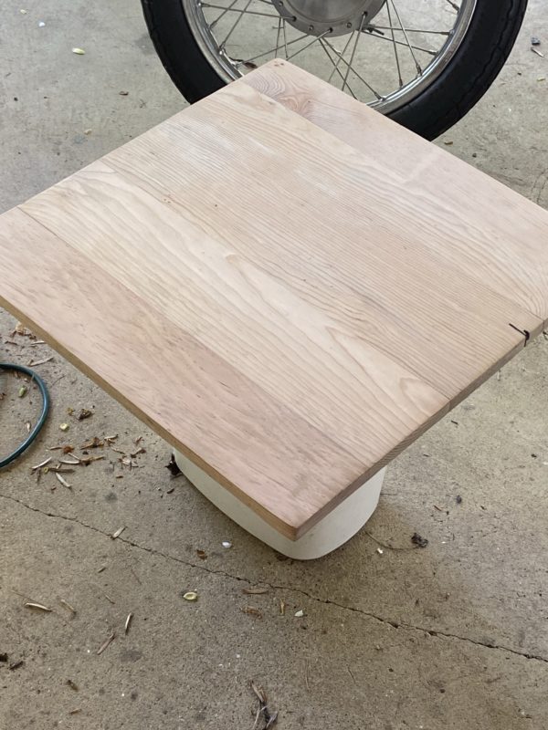 sanded tabletop.